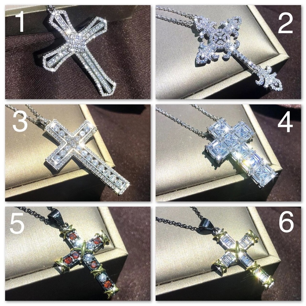 Unisex 925 Sterling Silver Plated Luxury Cross - Picture 1 of 13